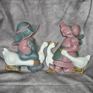 Vintage 1988 Burwood Boy & Girl‎ With Geese Wall Hanging Decor, #2865-1A 2A